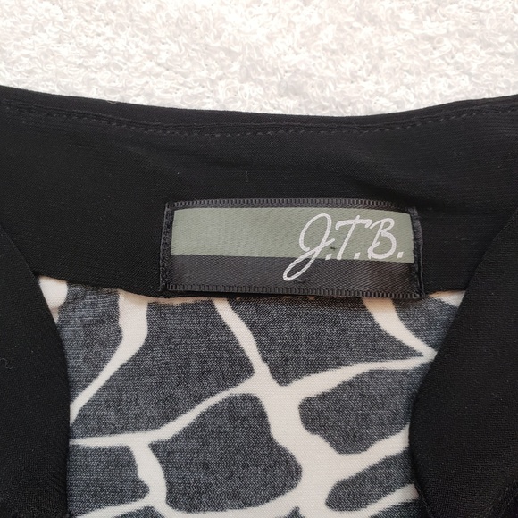 🐱J.T.B. Animal Print Black & White Tunic Top - Picture 4 of 4